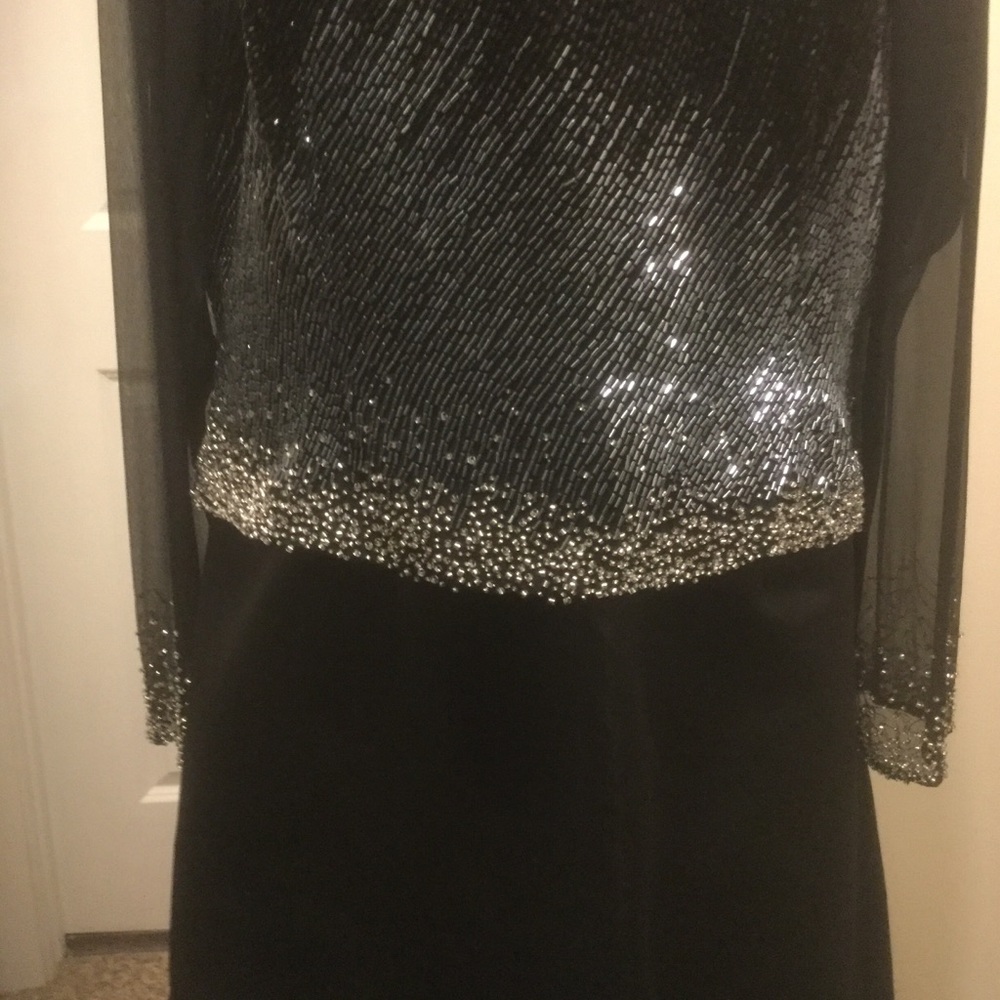 Beautiful Black Beaded Gown by Jovani Sz 18